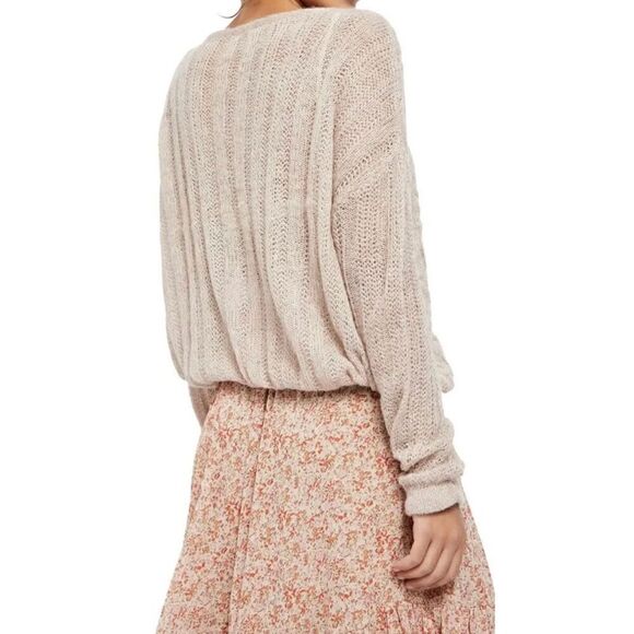 Free People Angel Soft Wool Blend Pullover Sweater in Frappuccino Combo/Blush Pi - Picture 2 of 14